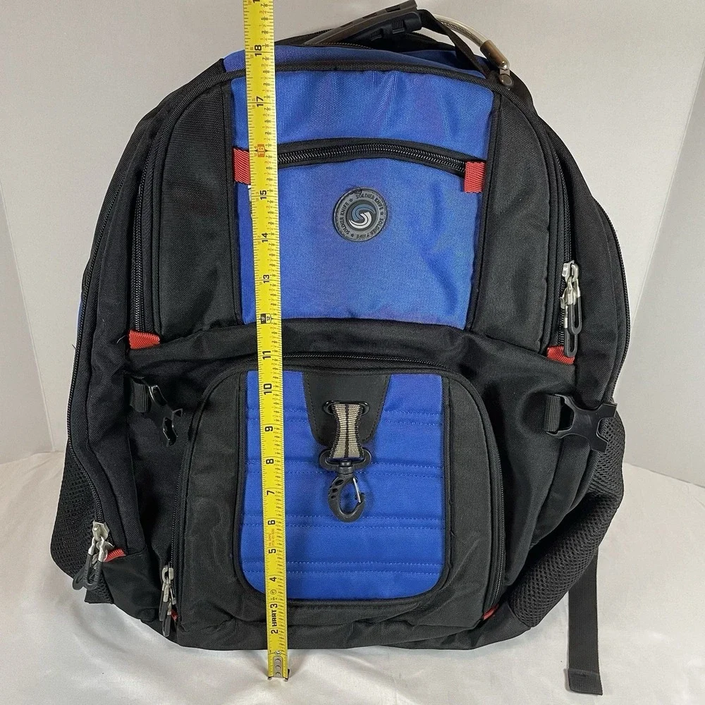 Soldier Knife Laptop Backpack Blue Black Travel School Bag Multi Pocket 18 inch